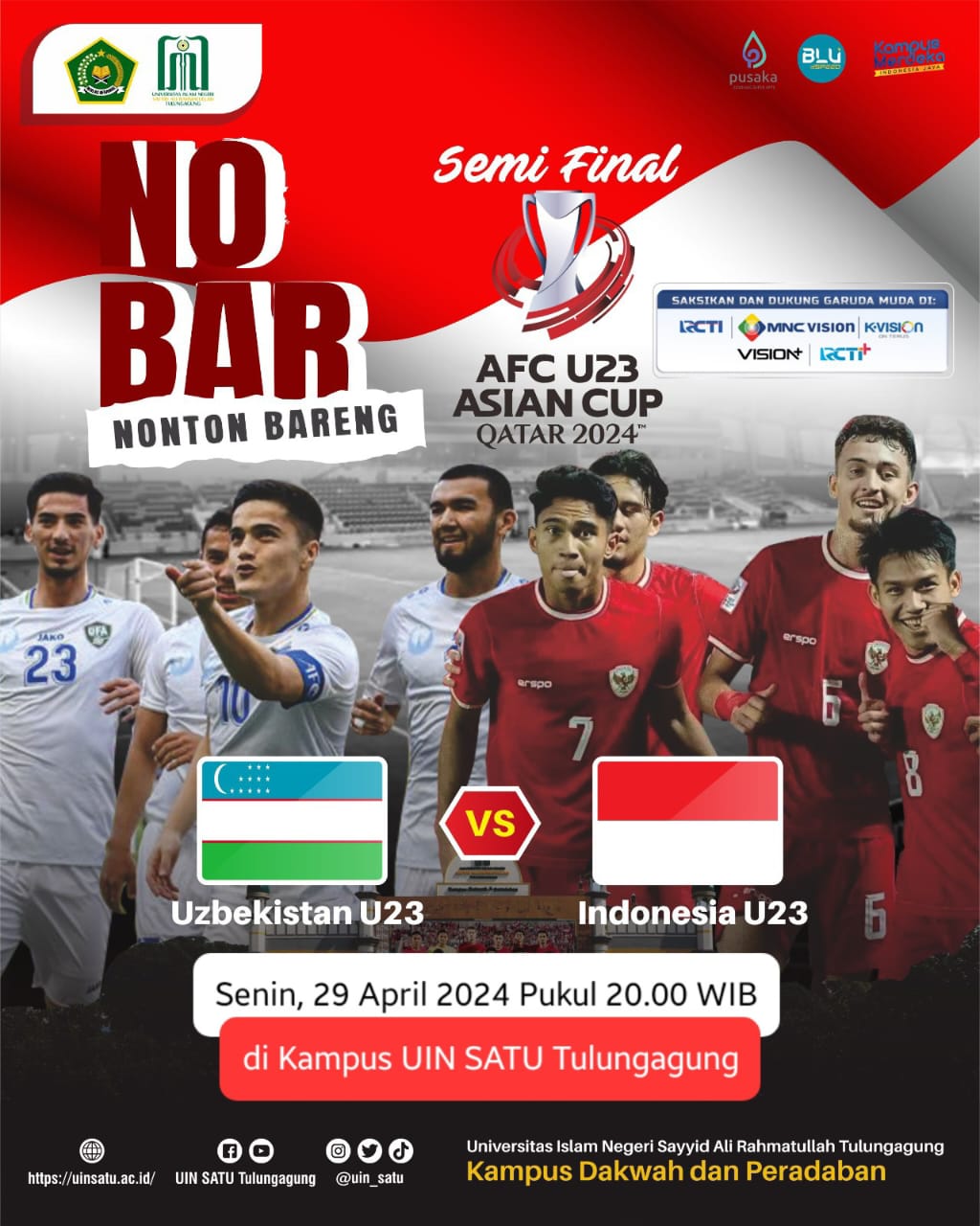 NONTON BARENG Semifinal AFC U23 Asian Cup Qatar 2024 Indonesia vs Uzbekistan