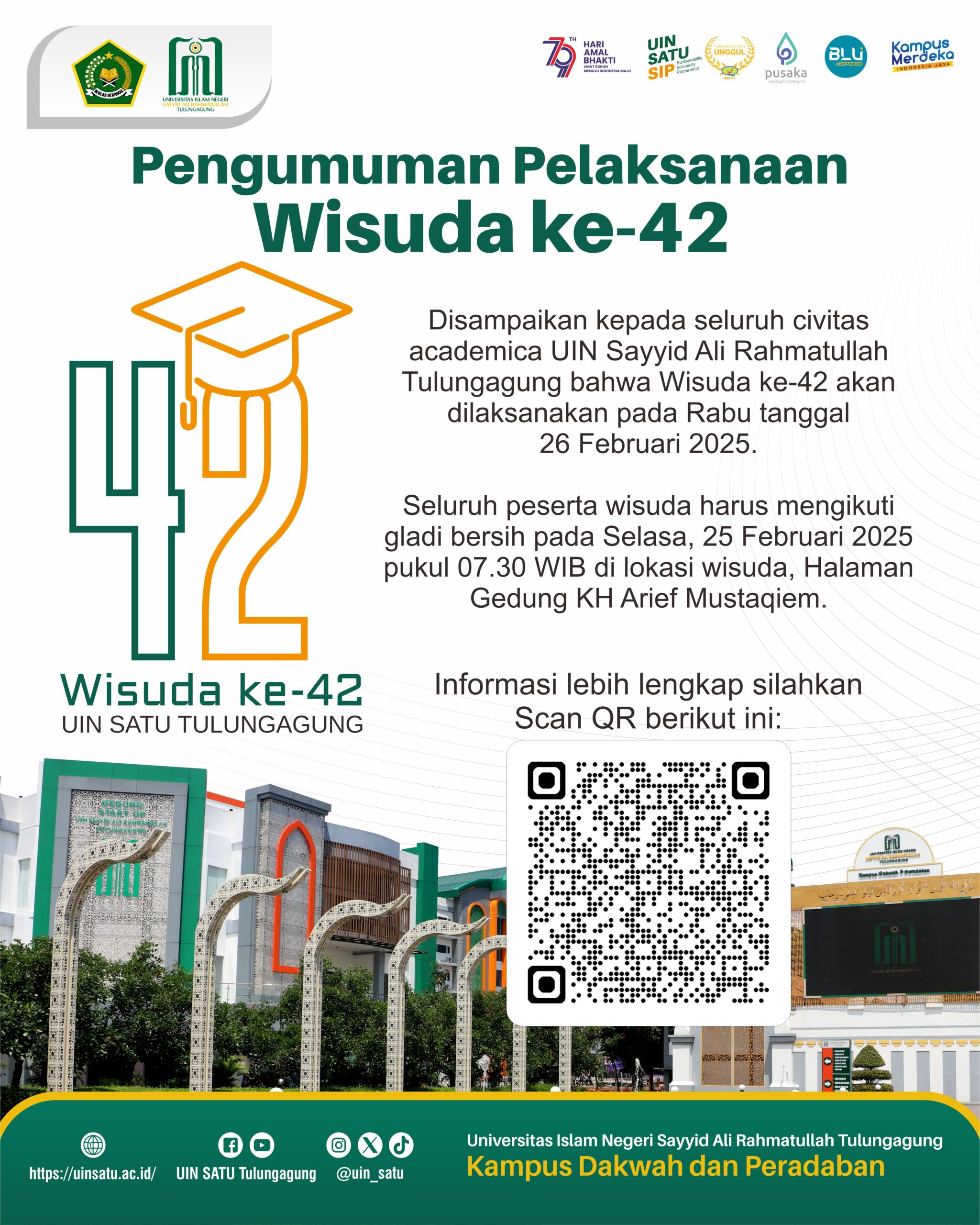 Pengumuman Pelaksanaan Wisuda ke-42 UIN Sayyid Ali Rahmatullah Tulungagung