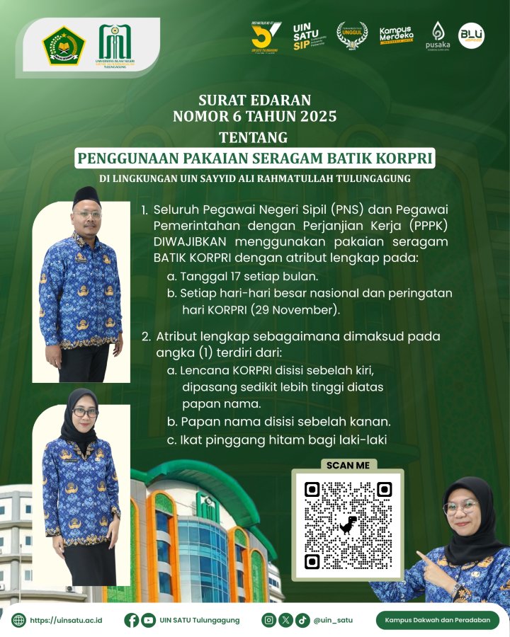 Surat Edaran Rektor Nomor 6 Tahun 2025 tentang Penggunaan Pakaian Seragam Batik KORPRI