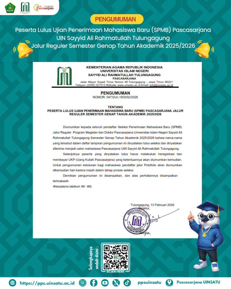 [PENGUMUMAN] Hasil Seleksi Penerimaan Mahasiswa Baru (SPMB) Pascasarjana Jalur Reguler Semester Genap TA 2025/2026