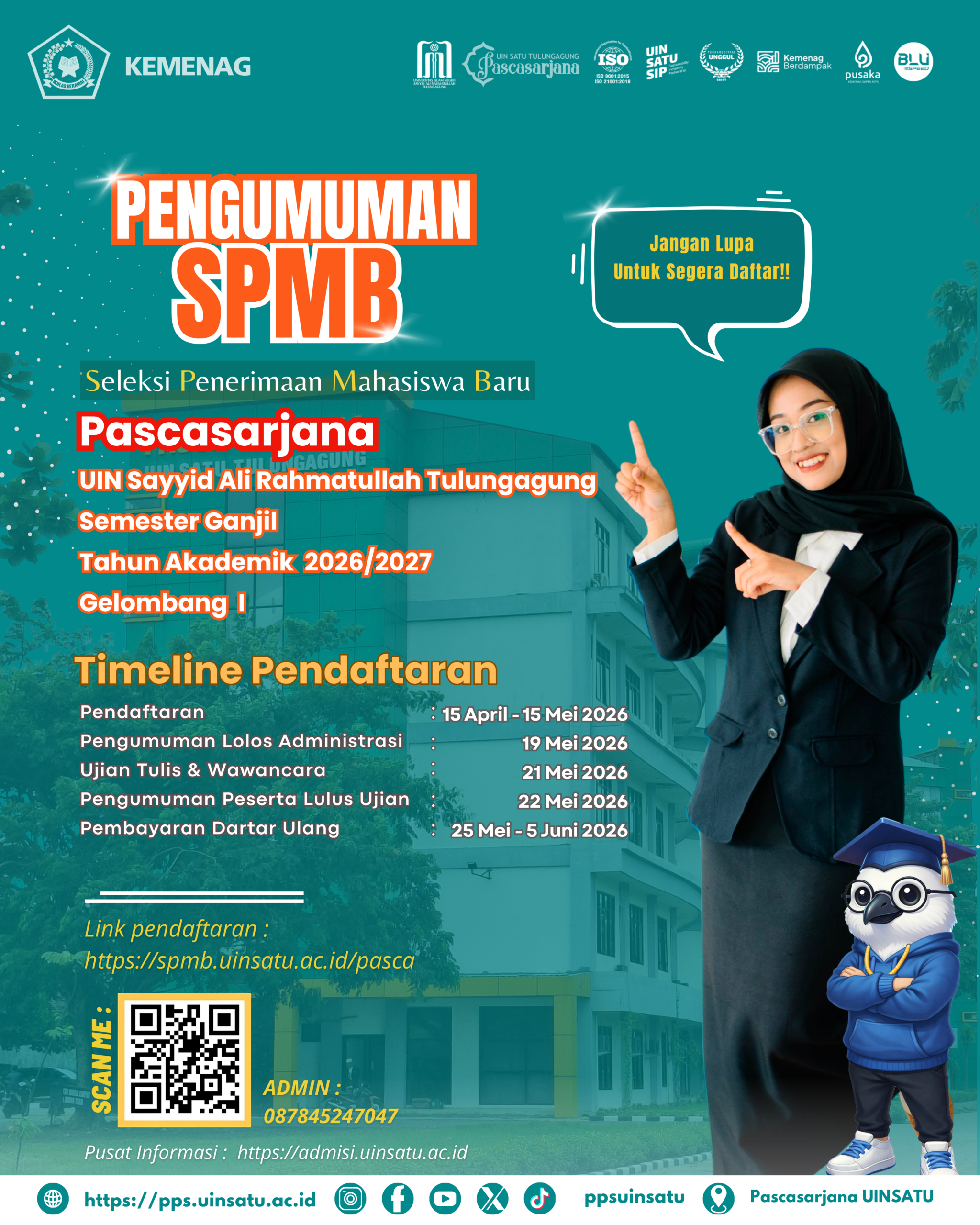Seleksi Penerimaan Mahasiswa Baru (SPMB) Pascasarjana UIN Sayyid Ali Rahmatullah Tulungagung