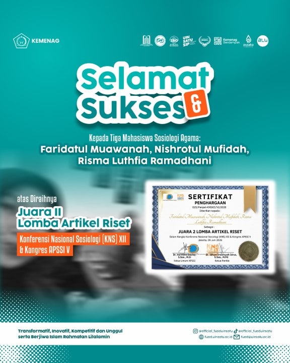 Mahasiswa Sosiologi Agama UIN SATU Raih Juara 2 dan Masuk 10 Besar Lomba Kemahasiswaan APSSI 2026